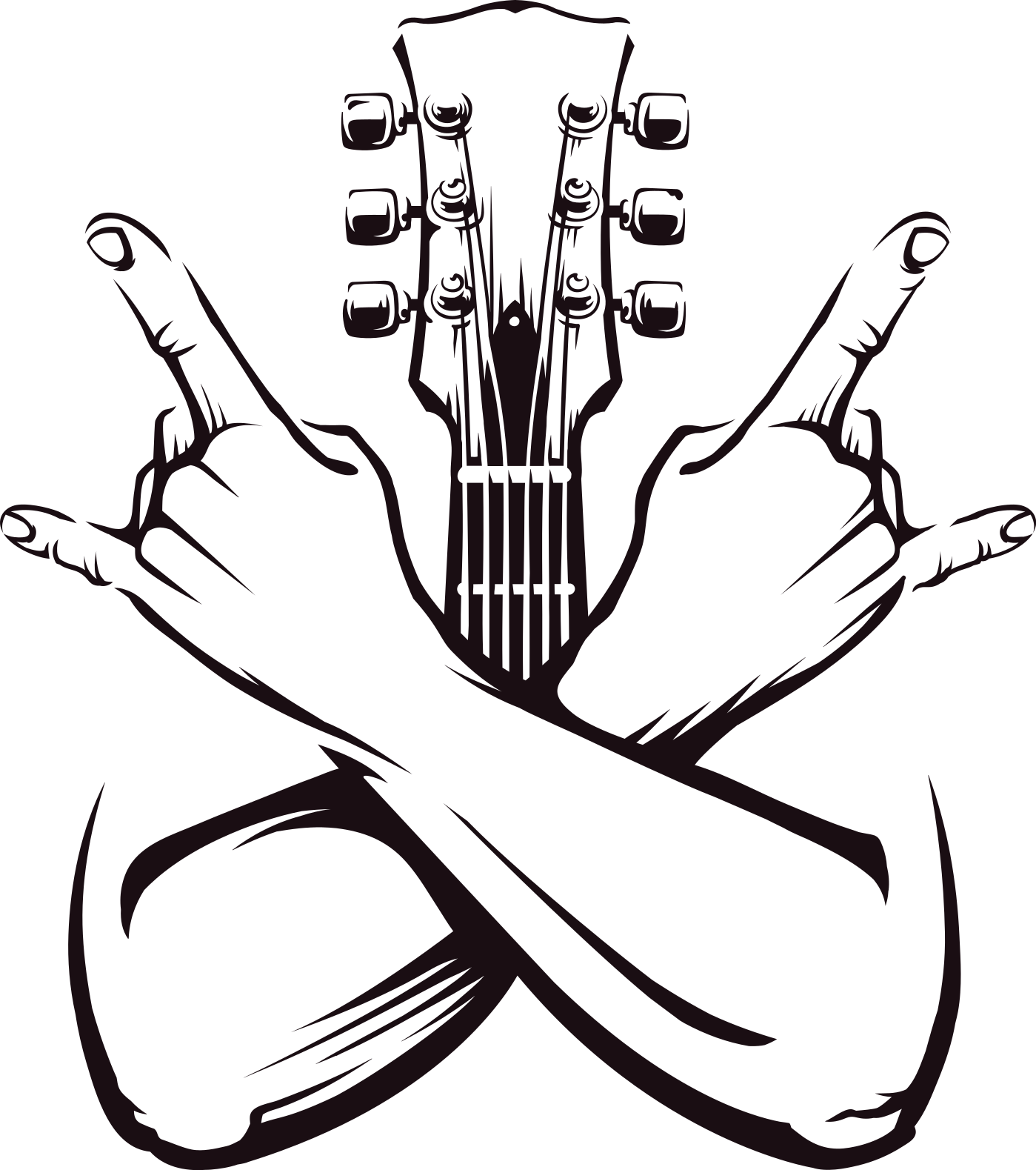 Musik poster mit gekreuzten händen rockzeichen - TenStickers