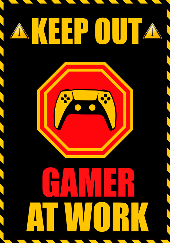 Gaming poster „gamer“ bei der arbeit - TenStickers
