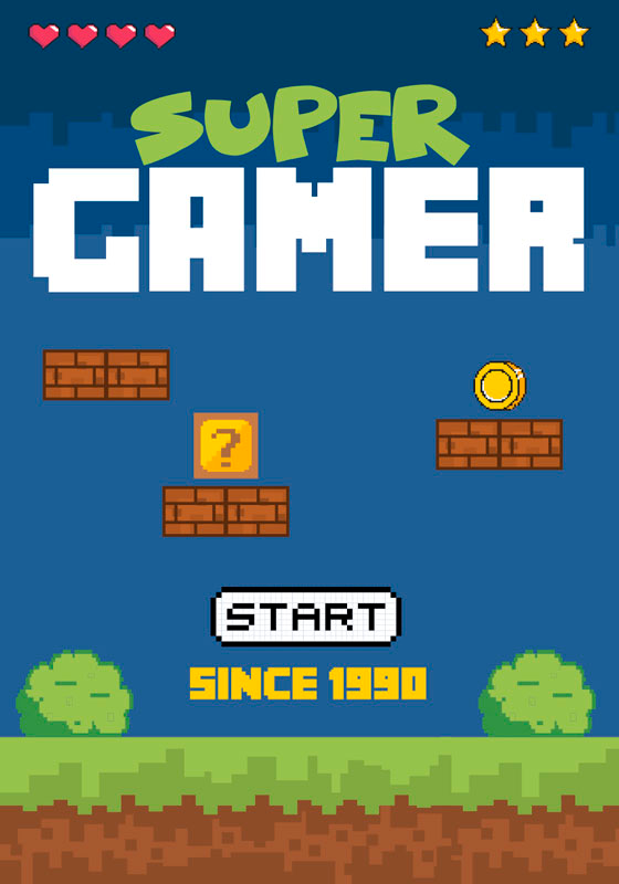 Gaming poster im retro-stil "super gamer" - TenStickers