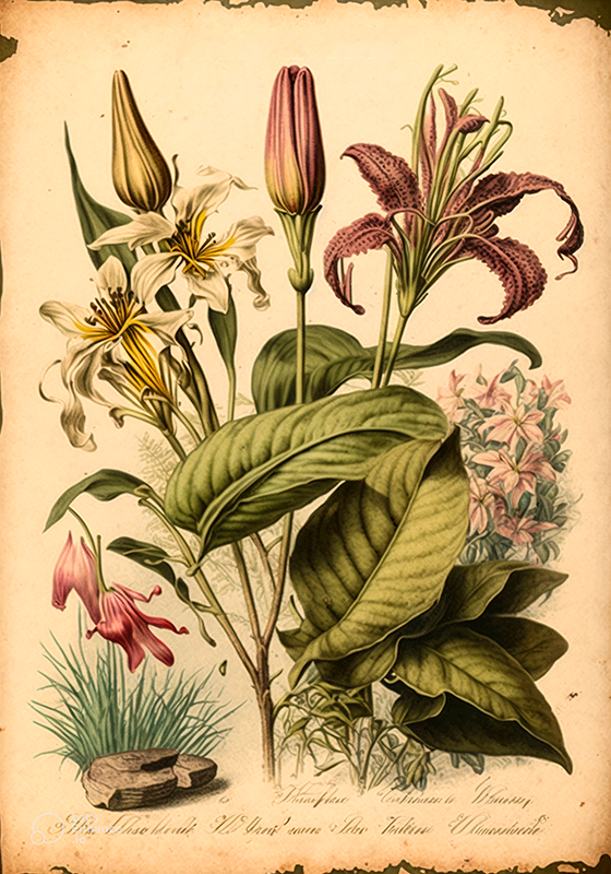 Poster pflanzen im vintage botanischen druck - TenStickers