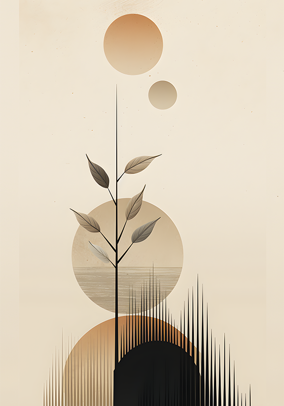 Poster pflanzen im abstrakten boho-stil - TenStickers