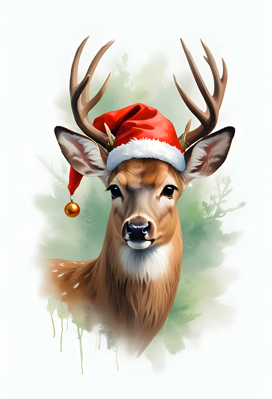 Poster weihnachten mit weihnachtsmann und rentieren - TenStickers