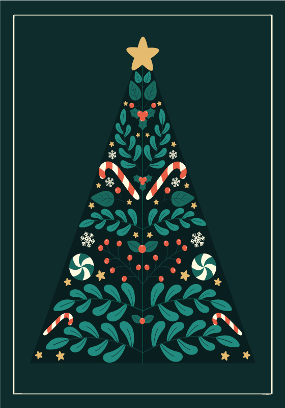 Poster weihnachten mit weihnachtsbaum - TenStickers