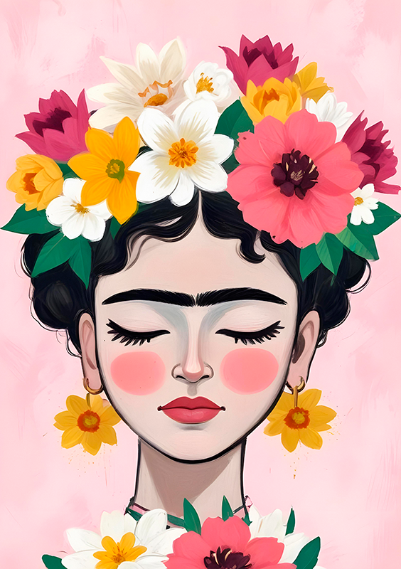 Kunstdrucke flower hat frida - TenStickers