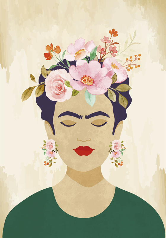 Kunstdrucke frau mit blumen - TenStickers