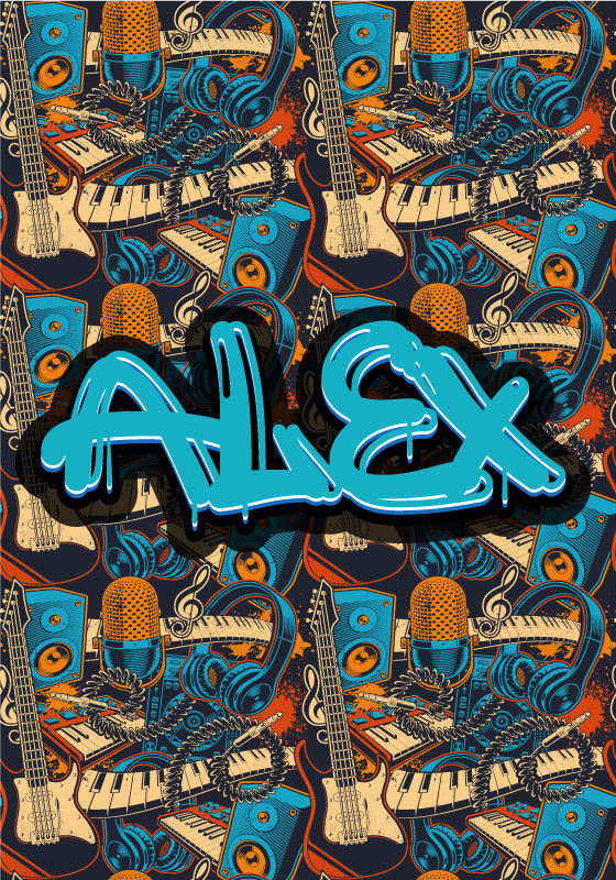 Benutzerdefiniertes retro-musik-graffiti-poster - TenStickers