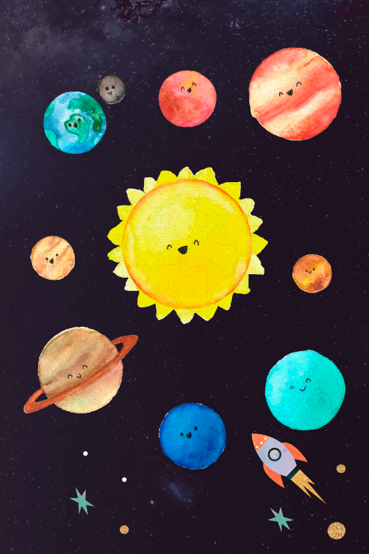 Poster Kinderzimmer das Sonnensystem für Kinder. - TenStickers
