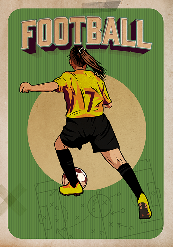 Frauen-fußball-retro-poster - TenStickers