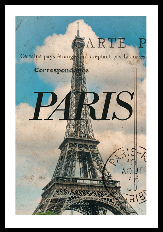 Poster Wohnzimmer Paris Postkarte - TenStickers