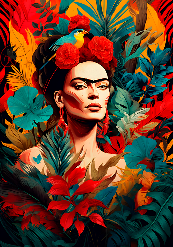 Kunstdrucke selbstporträt im mexikanischen stil - TenStickers