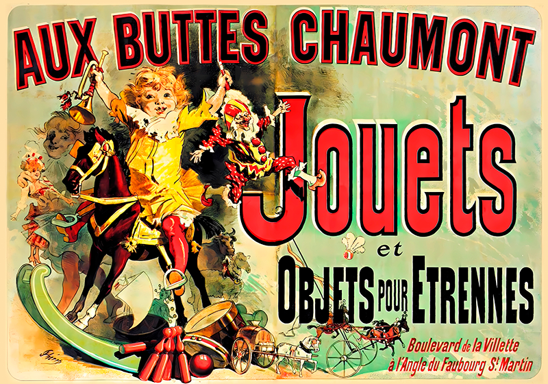 Vintage Poster aux buttes chaumont jouets - TenStickers