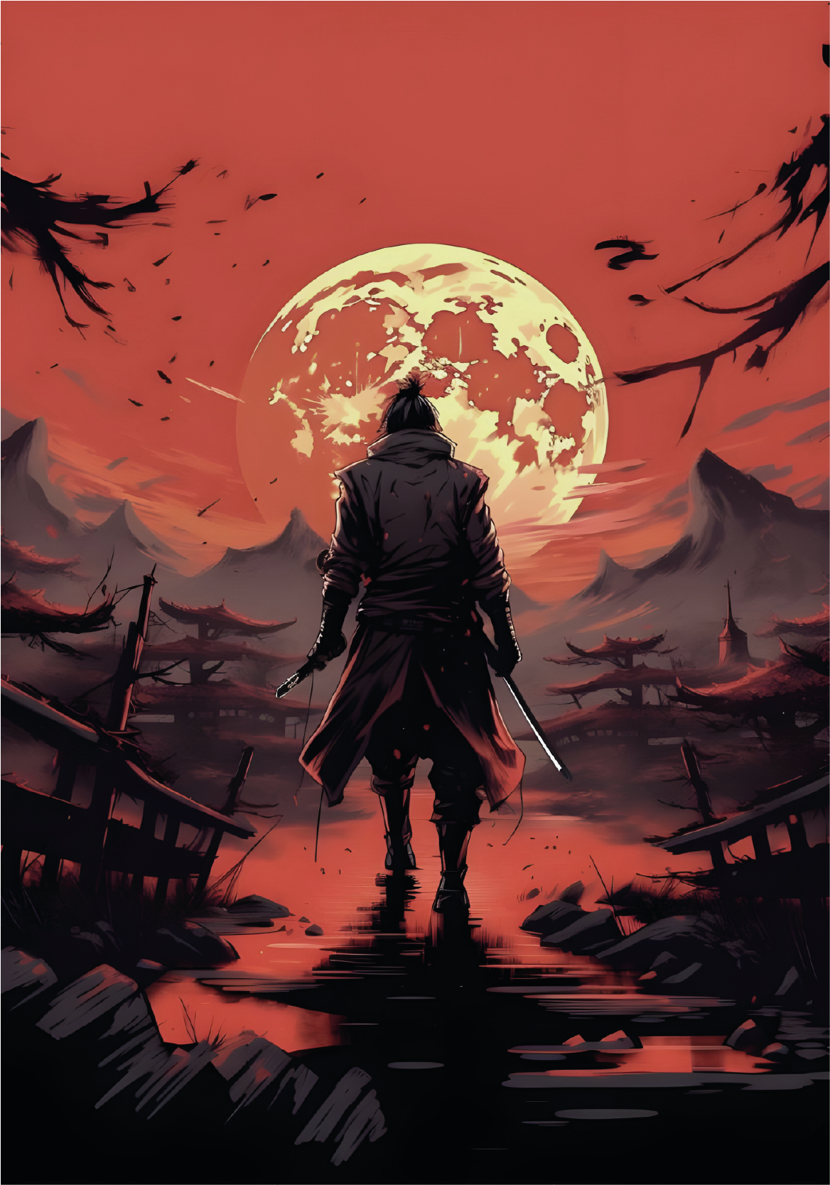 Poster Teenager anime-krieger-silhouette - TenStickers