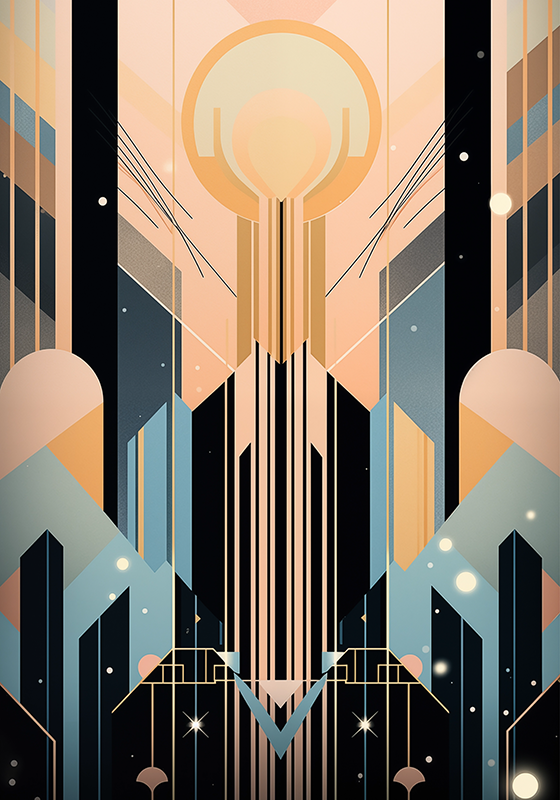 Art-Déco-Plakat rosa und blaue formen - TenStickers