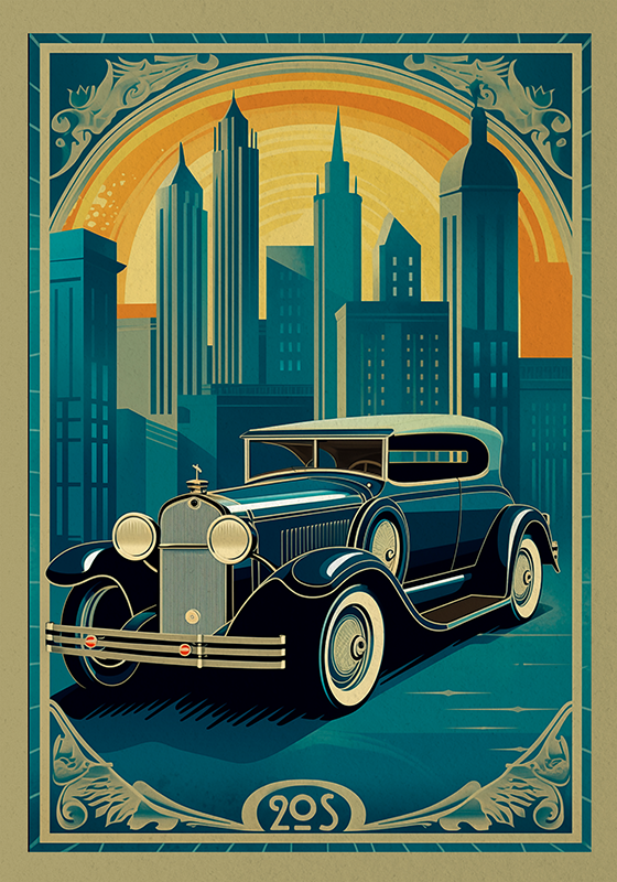 Art-déco-plakat 20er jahre auto - TenStickers