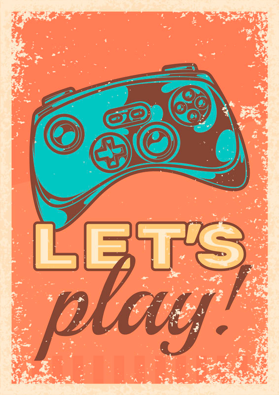Gaming Poster let's play - TenStickers