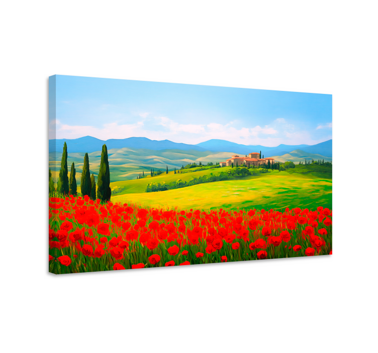 Wandbilder Landschaft rote blumen feld - TenStickers