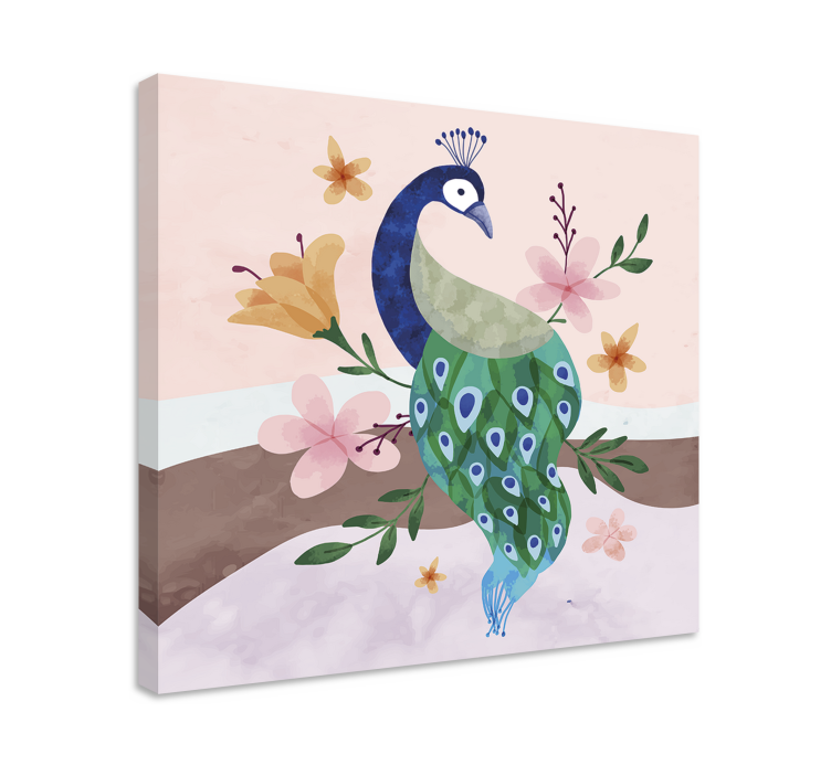 Leinwandbild Vogel pfauenblüte - TenStickers