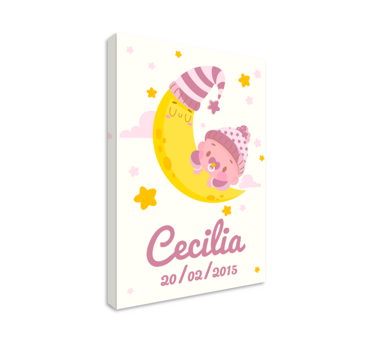 Leinwandbild babys glücklicher mond umarmung - TenStickers