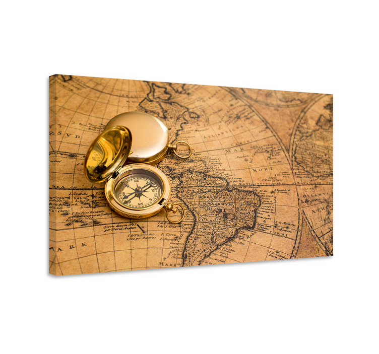 Leinwandbild elegant Elegantes mapamundi y brújula brillantes - TenStickers
