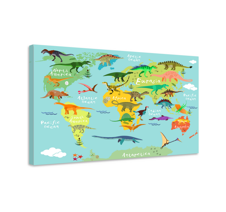 Dinosaurier Wandbild Dinosaurier weltkarte für kinder - TenStickers