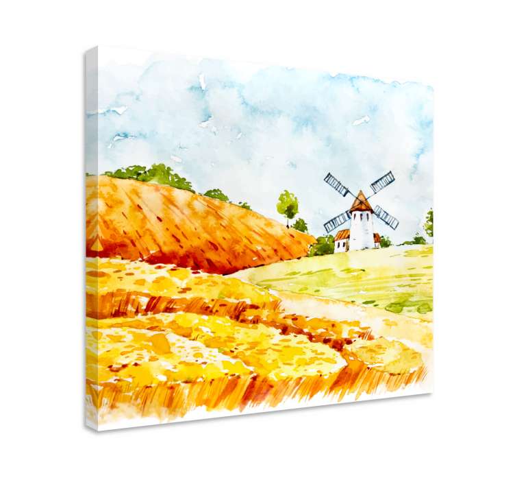 Wandbilder Landschaft windmühle in feldern - TenStickers