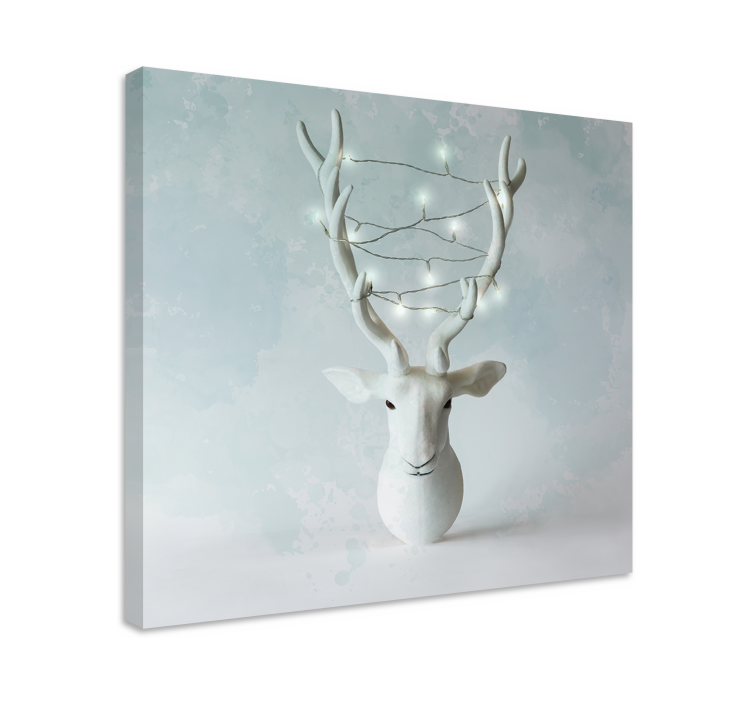 Hirsch bild leinwand mit geweih kopfstück präsentation - TenStickers