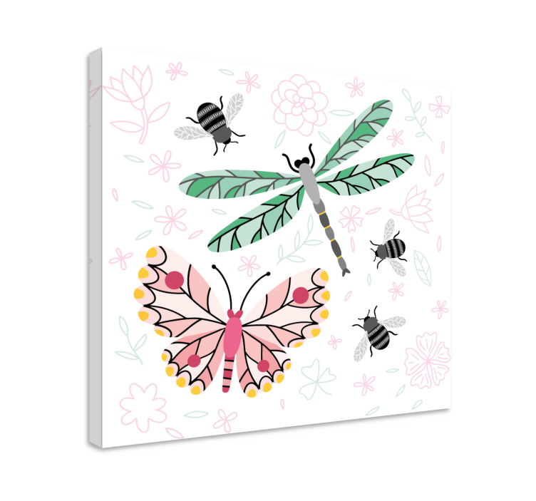 Wandbild schmetterling insekten und blumen - TenStickers