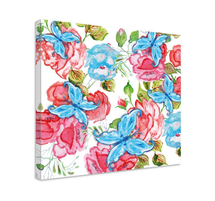 Leinwandbild blumenarrangement mit schmetterlingen - TenStickers
