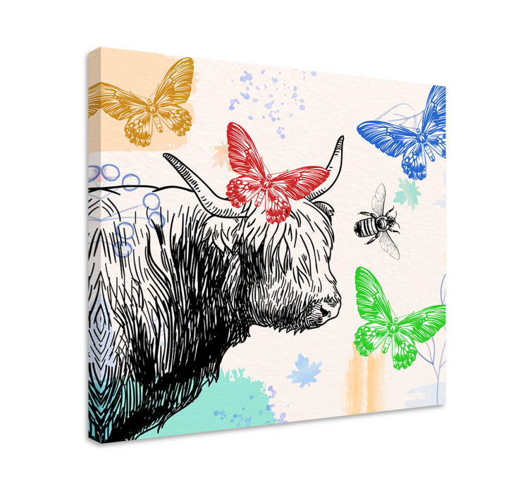 Wandbild Tier Schmetterling und biene kuh - TenStickers