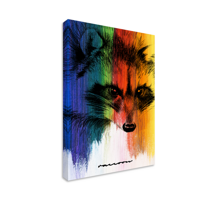 Wandbild Tier Regenbogen waschbär - TenStickers