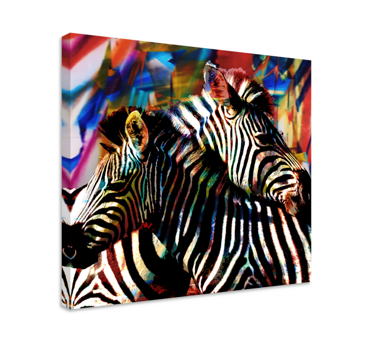 Wandbild tier buntes zebrapaar - TenStickers