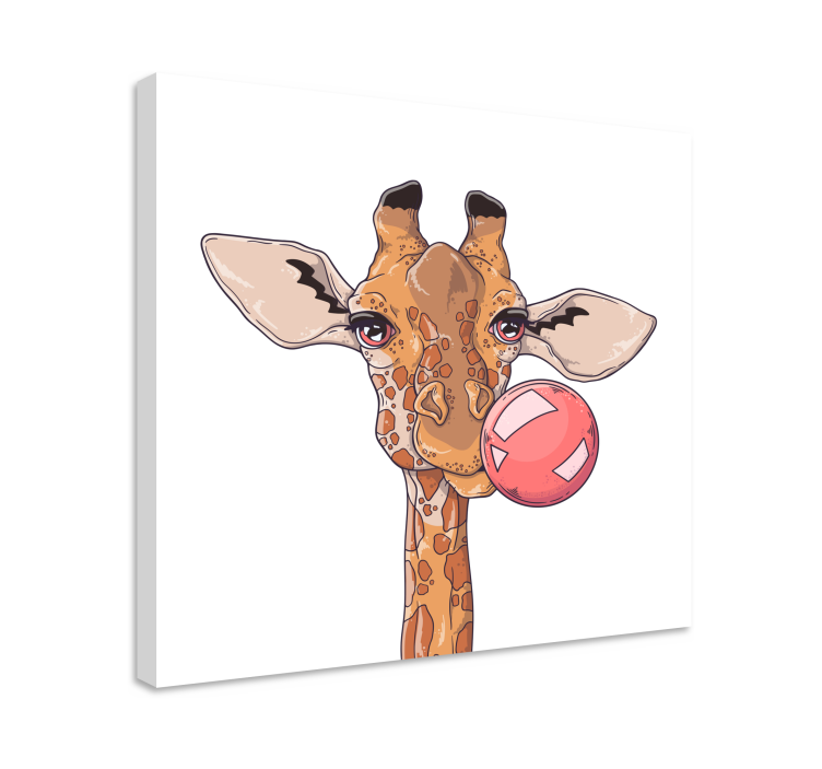Wandbild Tier Giraffe mit kaugummi - TenStickers