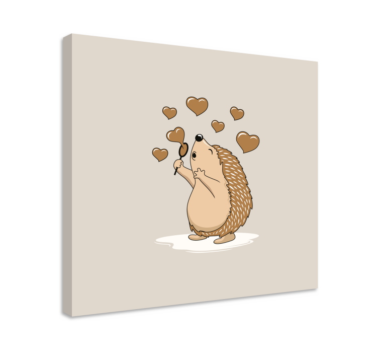 Wandbild tier glückliche igel herzen - TenStickers