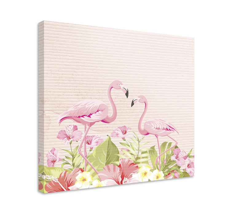 Leinwandbild flamingos zwischen blumen - TenStickers