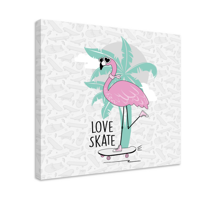 Wandbild tier flamingo beim skateboardfahren - TenStickers