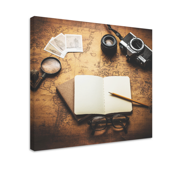 Leinwandbild obst vintage kamera essentials - TenStickers