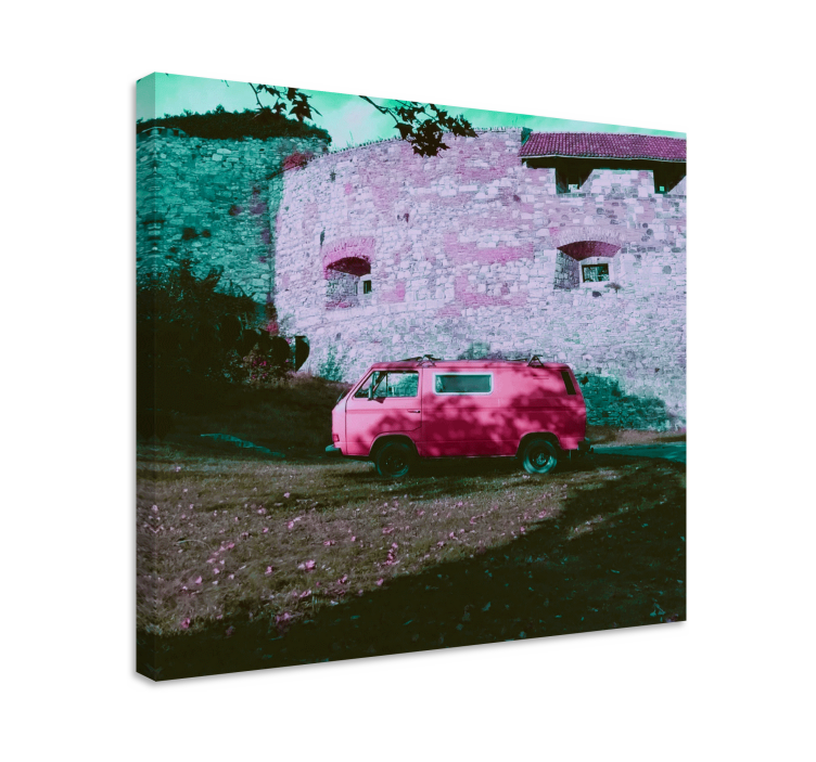 Leinwandbild vintage pink van - TenStickers