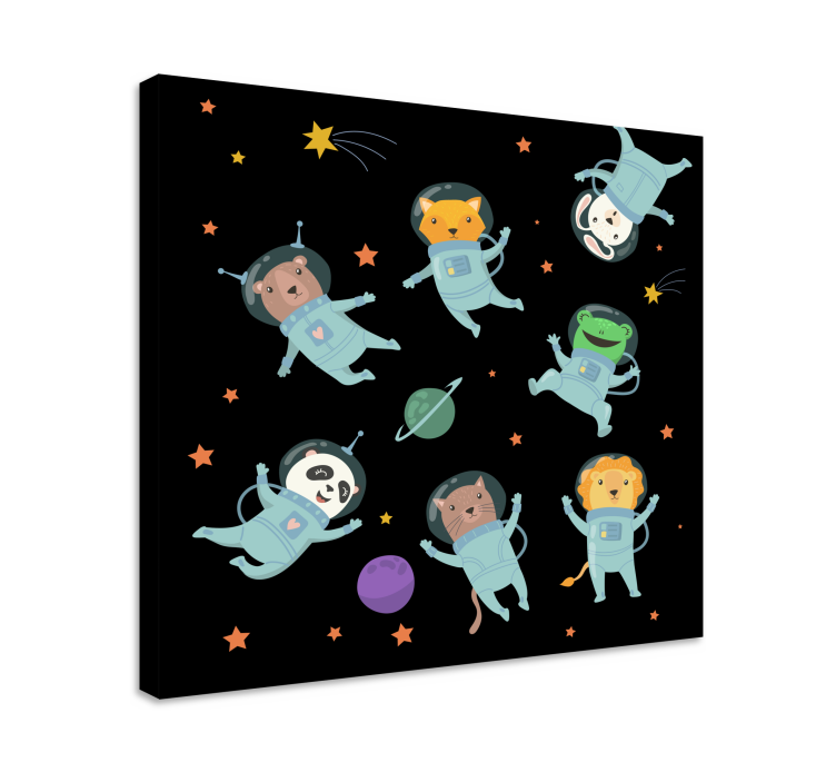 Wandbild tier kosmisches tierabenteuer - TenStickers