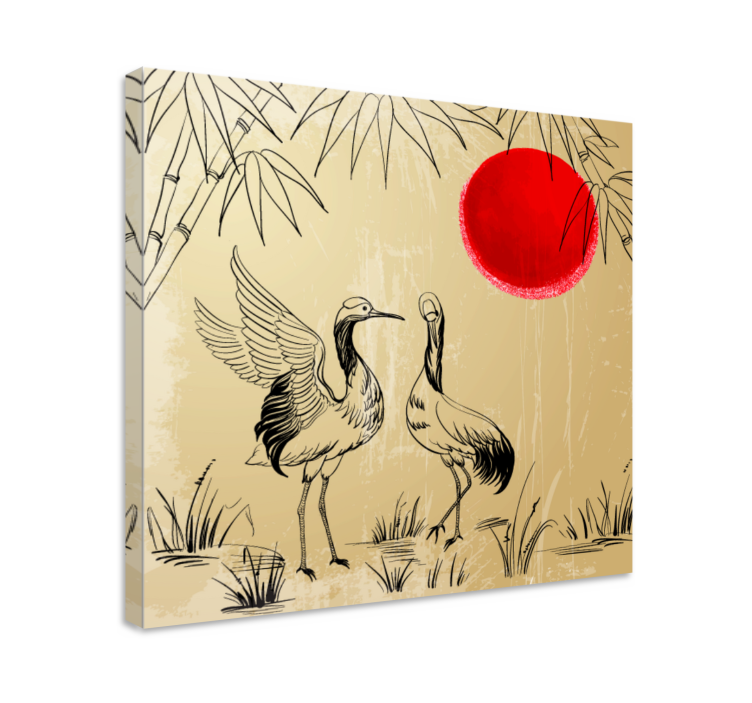 Wandbild Schlafzimmer Chinesische berge störche sonnen - TenStickers