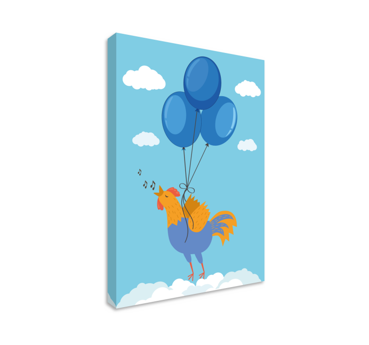 Wandbild tier singender hahn mit ballons - TenStickers