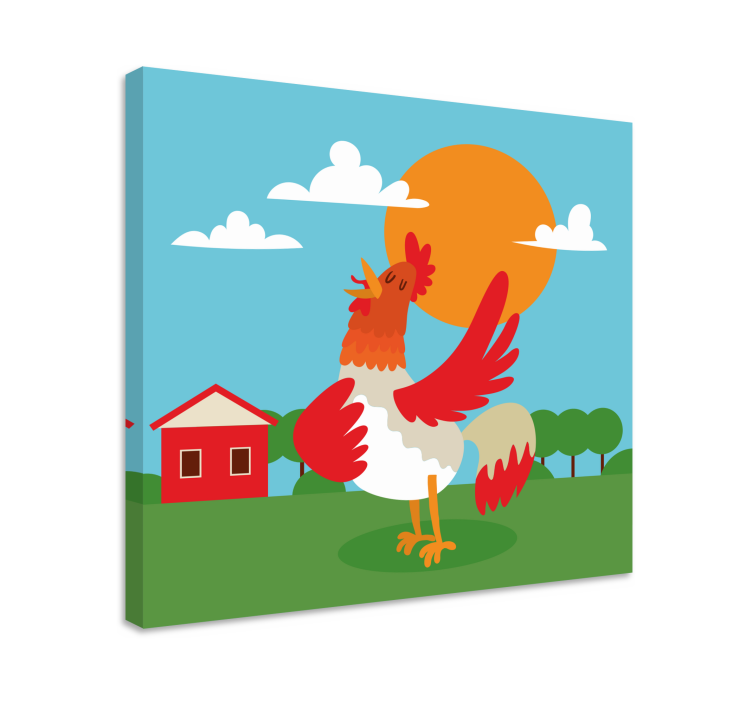 Wandbild tier hahn feiert den sonnenaufgang - TenStickers
