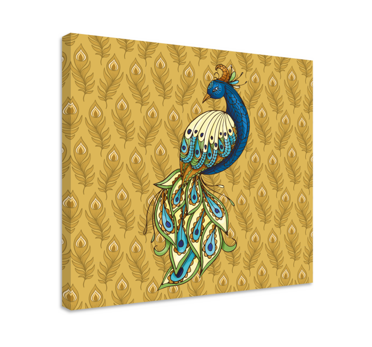 Leinwandbild Vogel Blumige truthahn goldene blumen - TenStickers