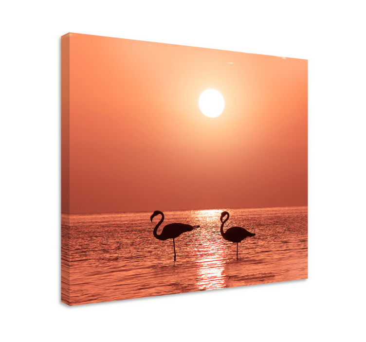 Leinwandbild vogel flamingos im sonnenuntergang - TenStickers