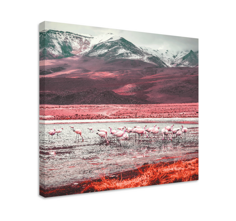 Leinwandbild vogel flamingos am wasser - TenStickers