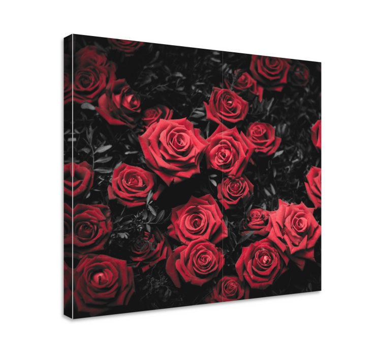 Leinwandbild Blume Schwarz-weiß mit roten rosen - TenStickers