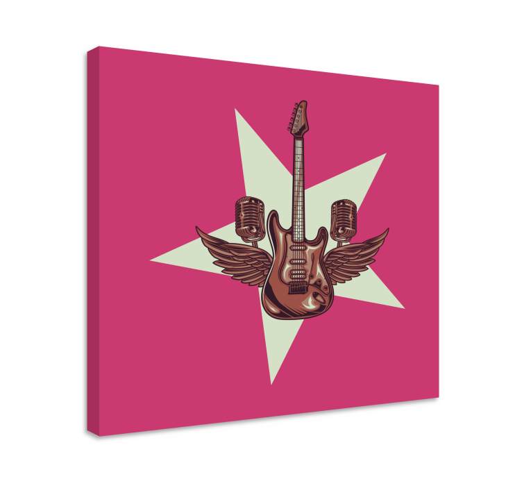 Wandbild musik mit flügeln der e-gitarre - TenStickers