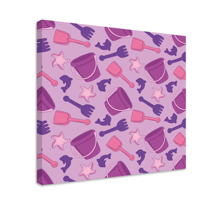 Leinwandbild kinder mit strandspielzeug-muster - TenStickers