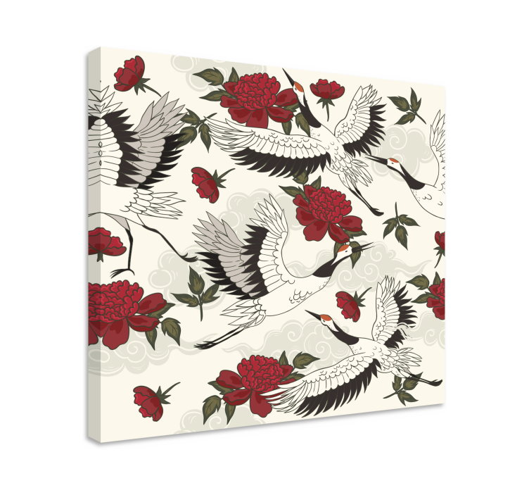 Mandala wandbilder mit kranichen und blüten - TenStickers