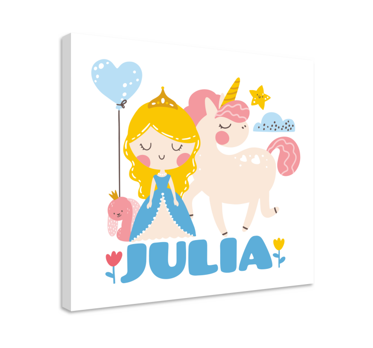 Leinwandbild kinder prinzessin mit einhorn - TenStickers