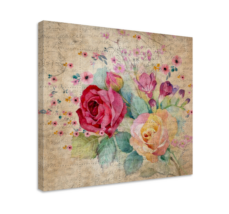 Leinwandbild Blume Mehrfarbige vintage kleine blumen - TenStickers